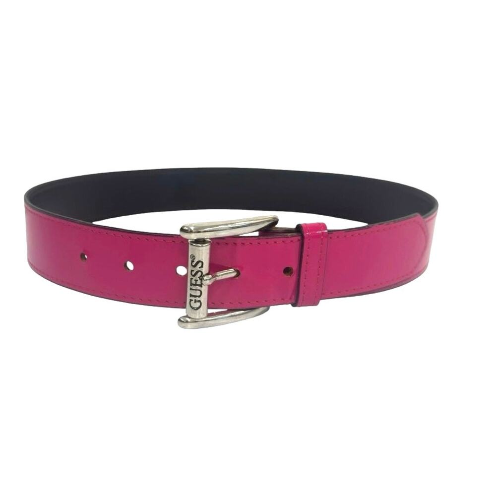 Vintage Guess USA Hot Pink Logo Buckle Belt Medium Y2K